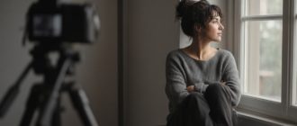 Портретная съёмка у окна, камера на штативе